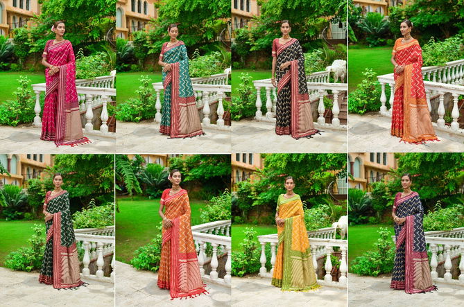 Zigzag Color Set Art Silk Wedding Saree Catalog